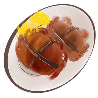 中秋节水墨一盘大杂蟹