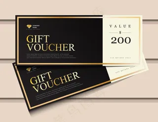 带有闪光金奢华元素的礼品券模板。