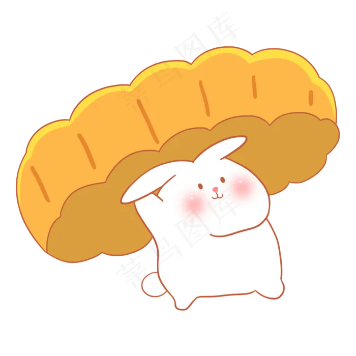 中秋节玉兔手拿月饼(2000X2000(DPI:300))psd模版下载