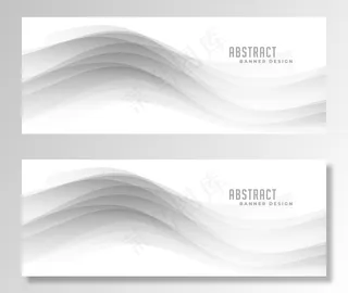 白色旗帜banner上的抽象灰色波浪形状