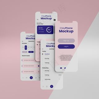 手机屏幕上的应用程序界面模型样机