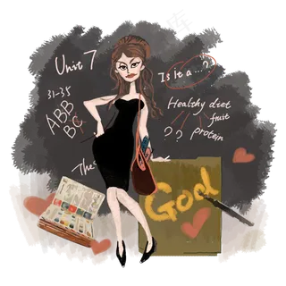 教师节美女麻辣英文老师PNG图