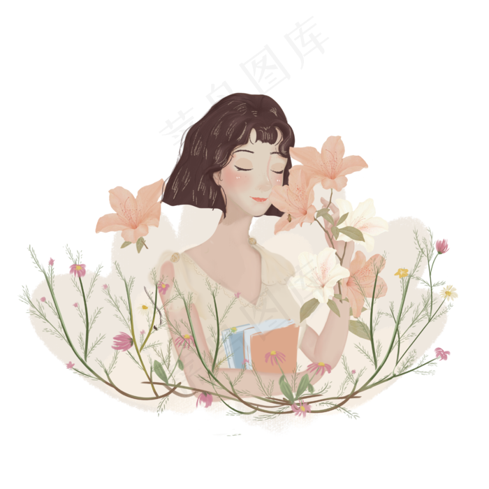 教师节鲜花女教师png素材(2000X2000(DPI:300))psd模版下载