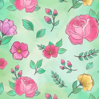 美丽的牡丹花无缝图案