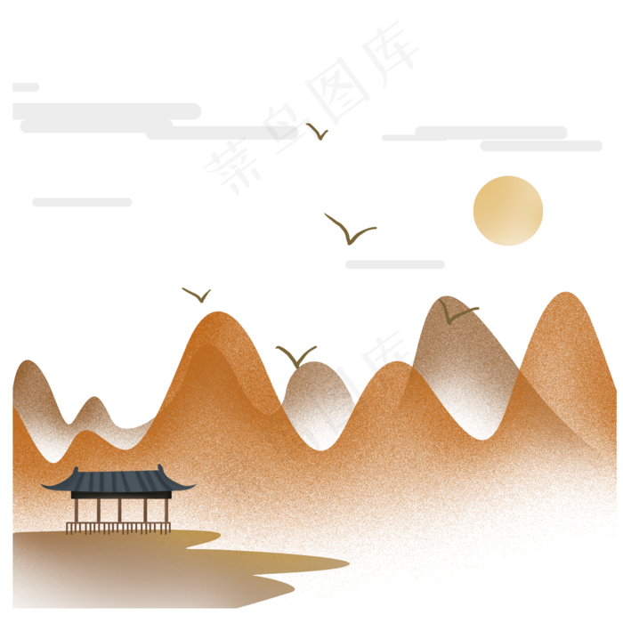 秋天古风风景(2048X2048(DPI:132))psd模版下载