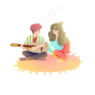 七夕情人节弹吉他素材