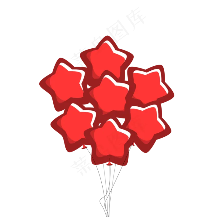 红色国庆节星形星星卡通可商用素(2000X2000(DPI:300))psd模版下载