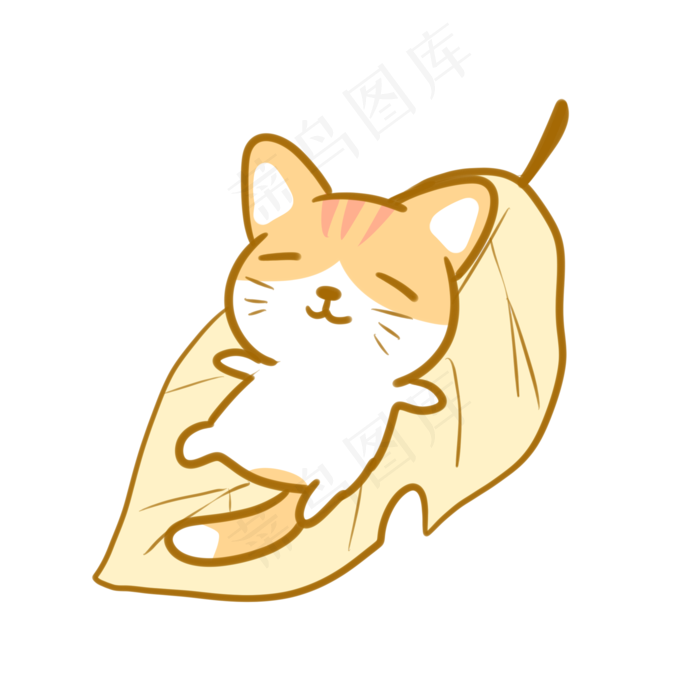 躺在落叶上的橘猫(2100X2100(DPI:300))psd模版下载