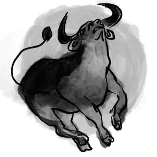 新年水墨昂首牛