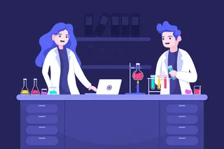 在科学实验室工作的人