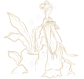 金色中秋节仕女
