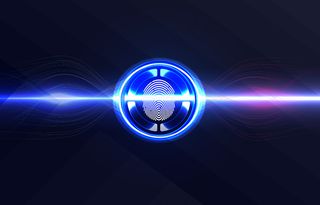 识别扫描仪设置。未来风格的手指扫描。具有未来hud的生物识别id