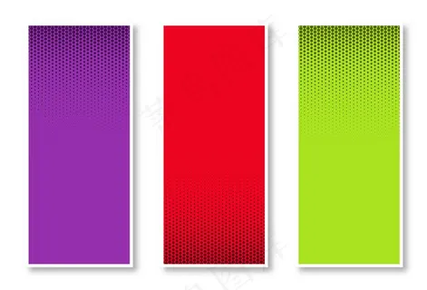 一套半色调垂直横幅banner背景在三种颜色美丽的设计
