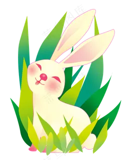 绿色草丛中秋玉兔 绿色草丛中秋玉兔