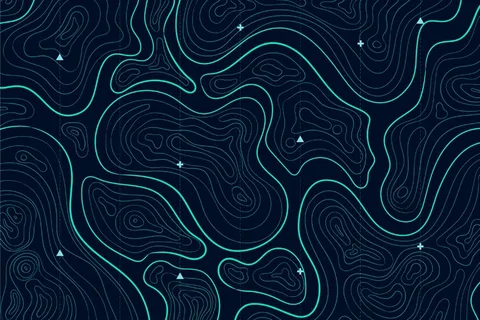 彩色线条地形图