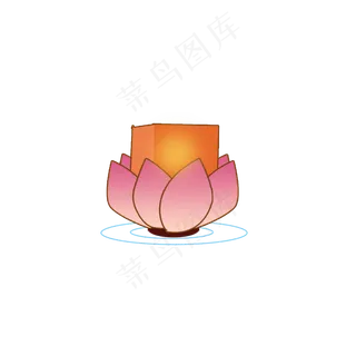 花灯莲花粉色中秋节节日元素