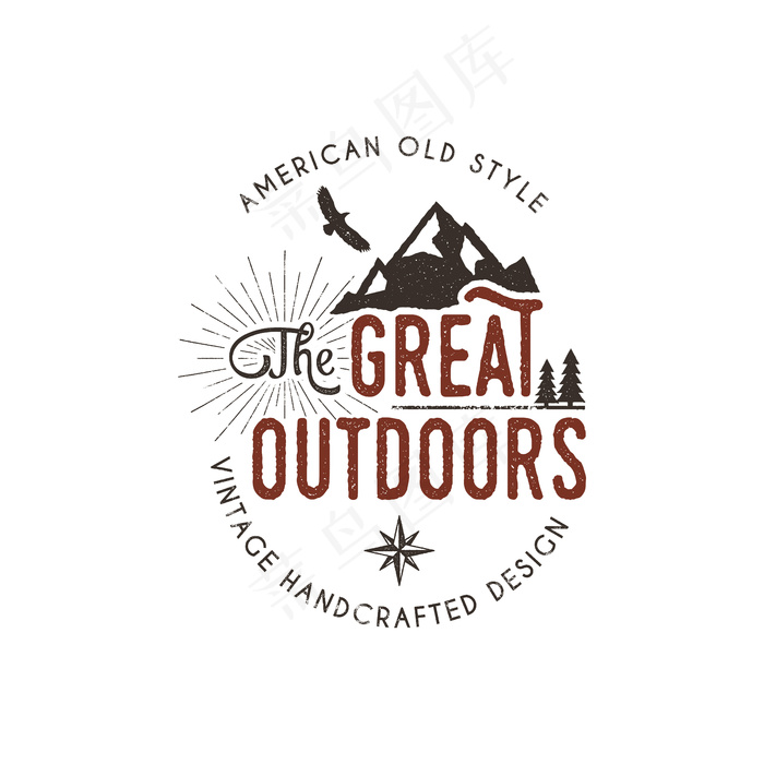 复古户外标签。荒野徽章的复古插图。