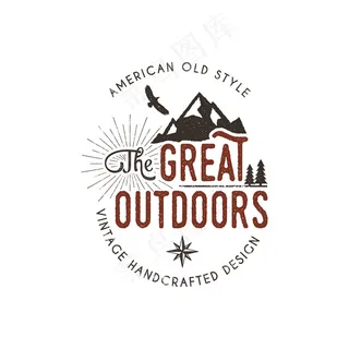 复古户外标签。荒野徽章的复古插图。