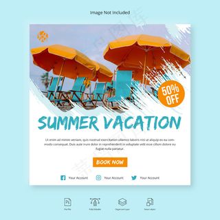 刷旅游和旅游社交媒体横幅banner模板