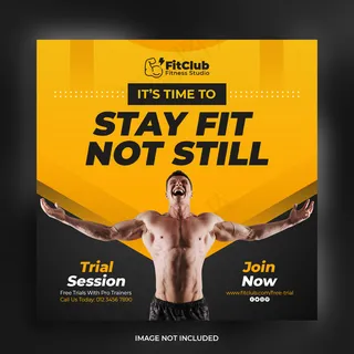 创意强健身和健身广场横幅banner宣传单,DM传单模板
