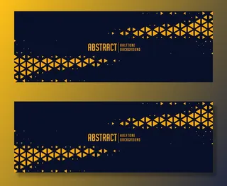 黄黑三角半色调图案横幅banner