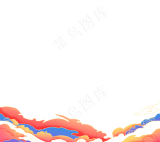 七夕节国潮云彩边框