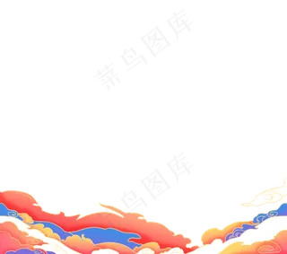 七夕节国潮云彩边框