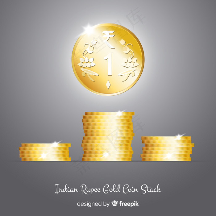 印度卢比金币堆eps,ai矢量模版下载