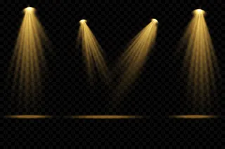 黄色聚光灯。场景。透光效果。