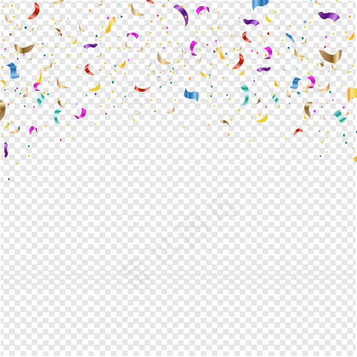 背景为掉落的五彩纸屑透明背景