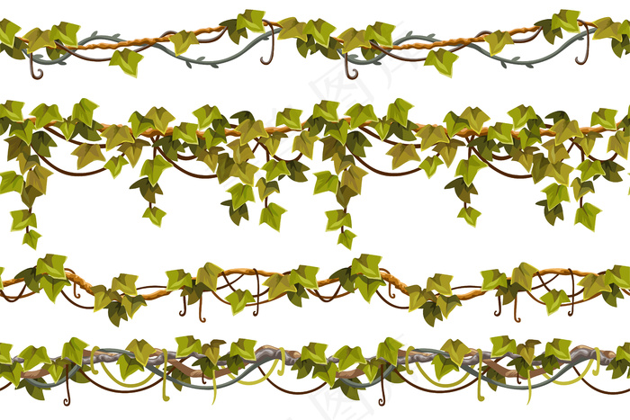 藤本植物的枝叶边缘eps,ai矢量模版下载