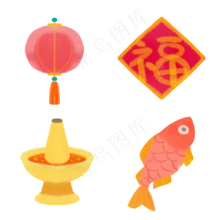 水彩春节火锅