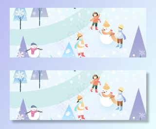 冬季蓝色卡通banner