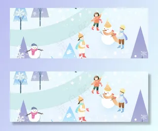 冬季蓝色卡通banner