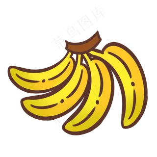 一串四根香蕉熟了