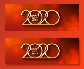 2020年新年快乐文本设计金色数字问候插图