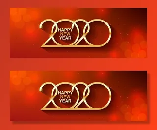 2020年新年快乐文本设计金色数字问候插图