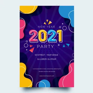 平面2021年新年派对宣传单,DM传单模板