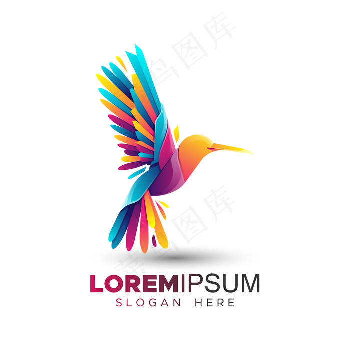彩色蜂鸟标志模板