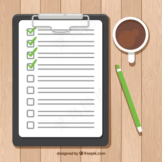 元素列表背景与咖啡和铅笔