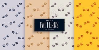 重复狗或猫爪印花图案集