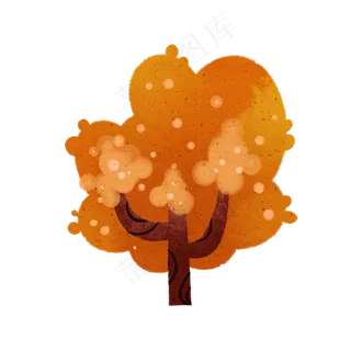秋天树木手绘卡通元素