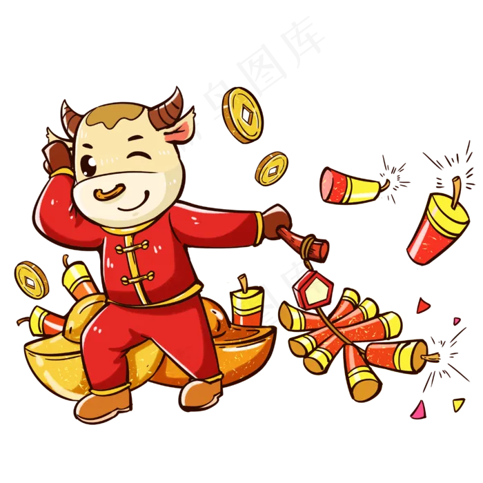 2021新年牛点烟花(3000X3000(DPI:300))psd模版下载