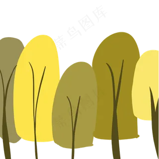 树木秋天树手绘元素