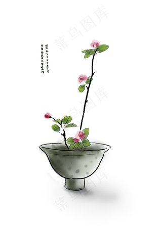 中国水墨手绘花卉