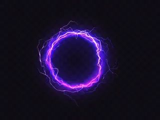 在黑暗的背景上孤立的紫色的闪光圈。