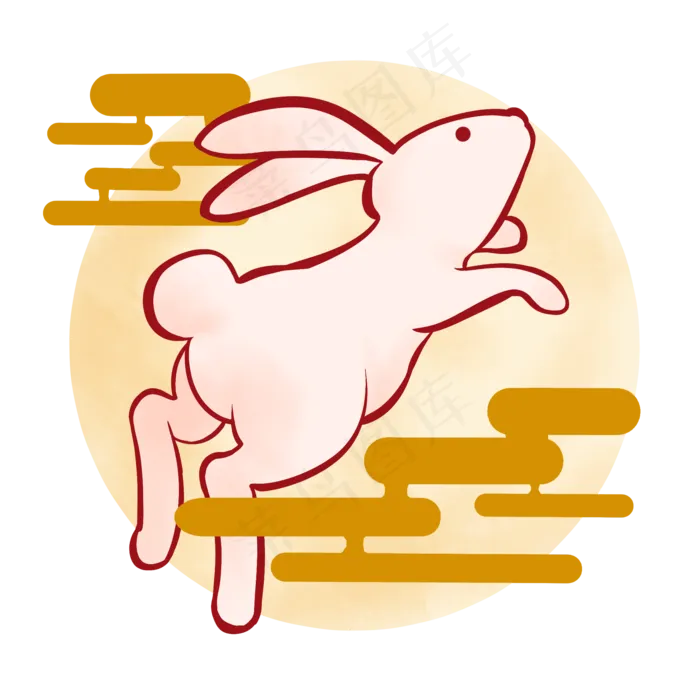 奔月可爱玉兔(2000X2000(DPI:256))psd模版下载