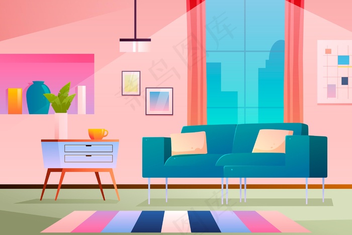 家庭内部-视频会议背景