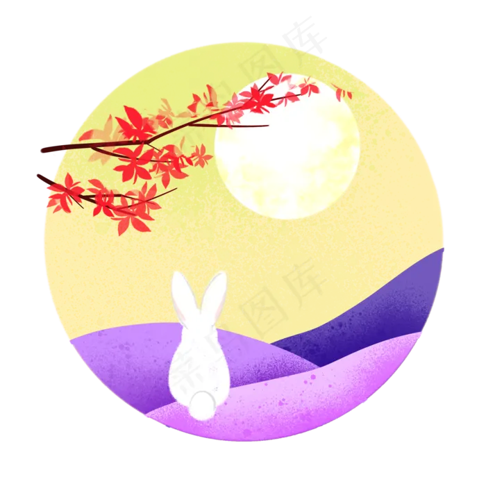 中秋佳节兔子望月夜景(2000X2000(DPI:350))psd模版下载