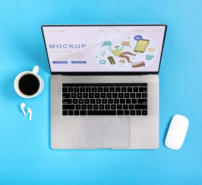 带咖啡的模拟购物设备psd模版下载